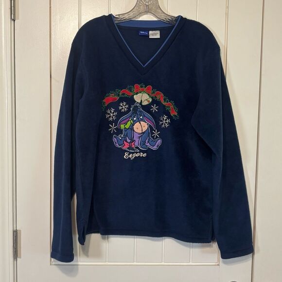Disney Eeyore Navy Blue V Neck Fleece Pullover - Picture 2 of 6